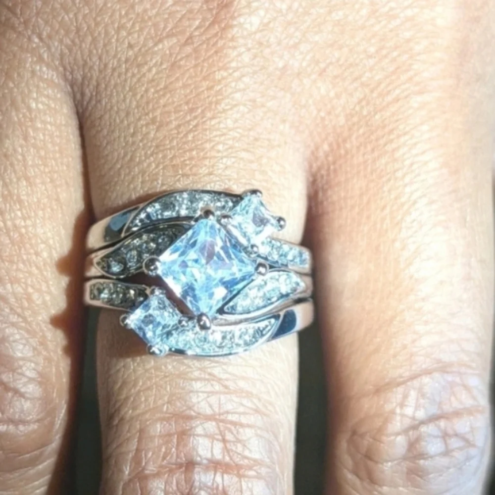 Womens 4ct Intricate Detailed Lab Created Diamond Engagement Ring Set Sz7